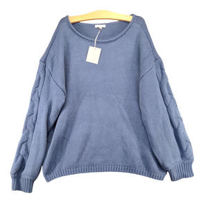 LC Lauren Conrad Women's Braided Sleeve Sweater XL Blue Metallic Mayhem W/Tags